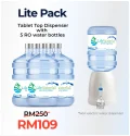 Lite Pack water dispenser promotion with 5×18L bottles – available in Cyberjaya, Putrajaya, and Kuala Lumpur.